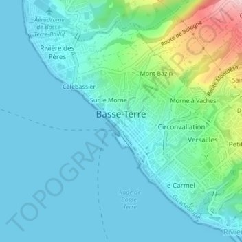 Basse-Terre topographic map, elevation, terrain