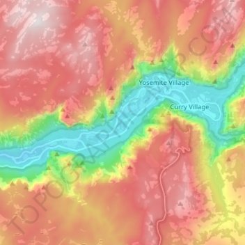 Yosemite Valley topographic map, elevation, terrain