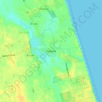 Skipsea topographic map, elevation, terrain