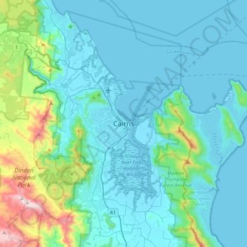 Cairns topographic map, elevation, terrain