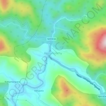 Angamoozhy topographic map, elevation, terrain