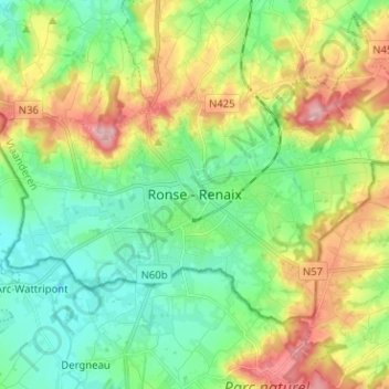 Renaix topographic map, elevation, terrain