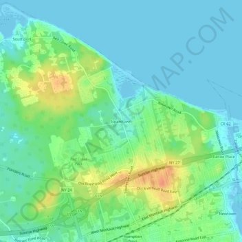Squiretown topographic map, elevation, terrain