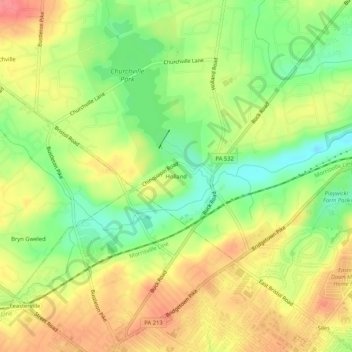Holland topographic map, elevation, terrain