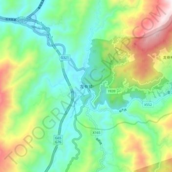 Longji topographic map, elevation, terrain