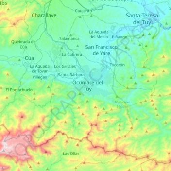 Ocumare del Tuy topographic map, elevation, terrain
