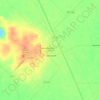 Damon topographic map, elevation, terrain