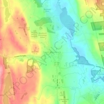 South Woodstock topographic map, elevation, terrain