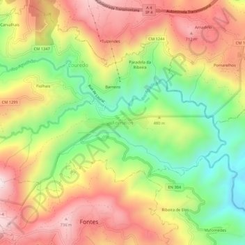 Fornelos topographic map, elevation, terrain