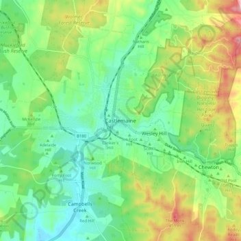 Castlemaine topographic map, elevation, terrain