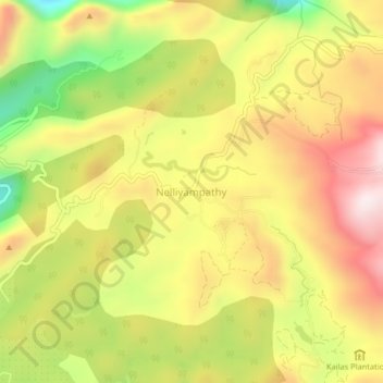 Nelliyampathy topographic map, elevation, terrain