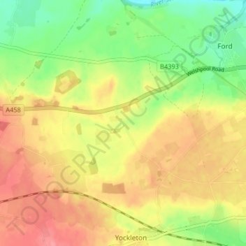 Cardeston topographic map, elevation, terrain