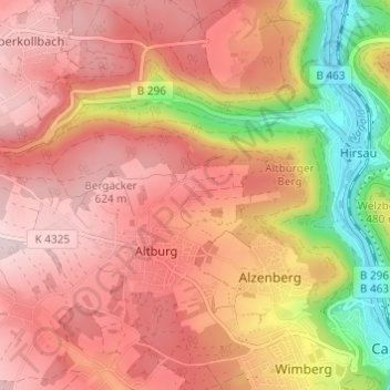 Spindlershof topographic map, elevation, terrain