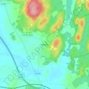 Kvibille topographic map, elevation, terrain