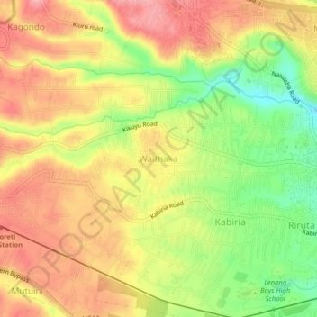 Waithaka topographic map, elevation, terrain