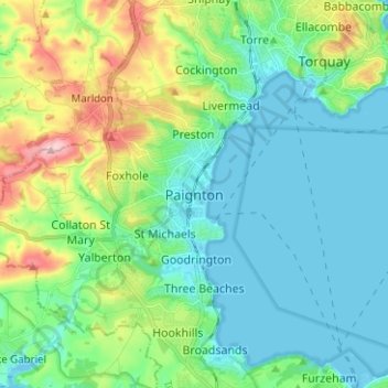 Paignton topographic map, elevation, terrain