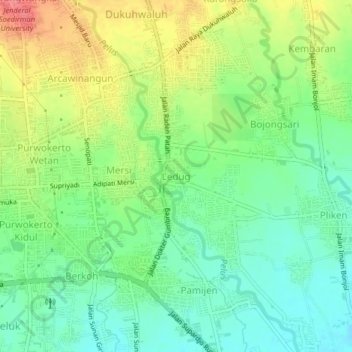 Ledug topographic map, elevation, terrain