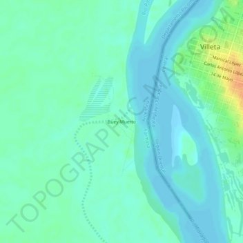 Buey Muerto topographic map, elevation, terrain