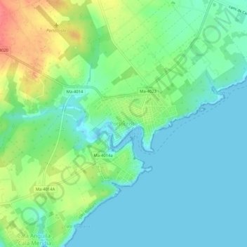 Portocristo topographic map, elevation, terrain