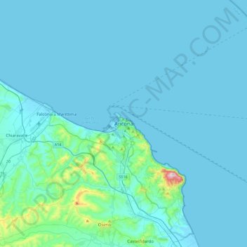 Ancône topographic map, elevation, terrain