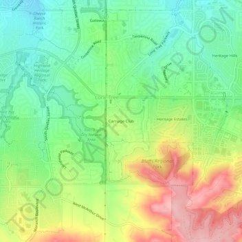 Carriage Club topographic map, elevation, terrain