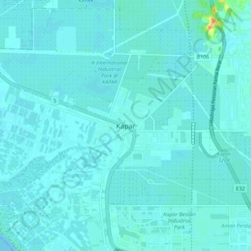 Kapar topographic map, elevation, terrain