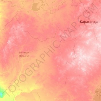 Карагандинская область topographic map, elevation, terrain