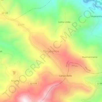 Piscopampa topographic map, elevation, terrain
