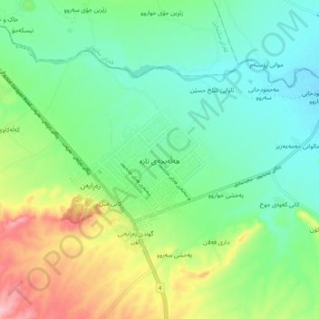 New Halabja topographic map, elevation, terrain