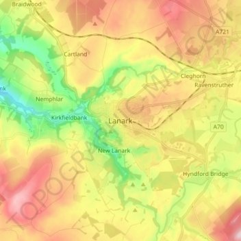 Lanark topographic map, elevation, terrain