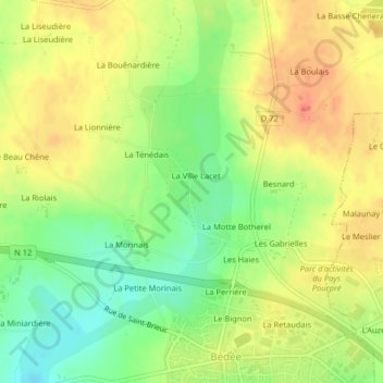 La Ville Lacet topographic map, elevation, terrain