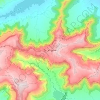 Panchgani topographic map, elevation, terrain