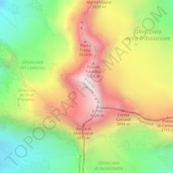 Gran Paradiso topographic map, elevation, terrain