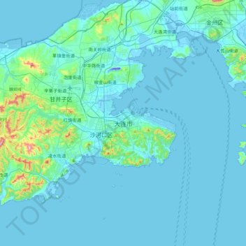 Dalian topographic map, elevation, terrain