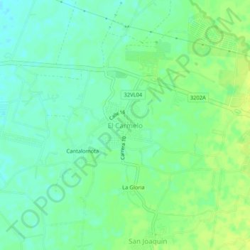 El Carmelo topographic map, elevation, terrain