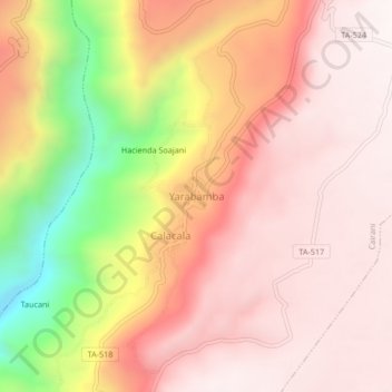 Yarabamba topographic map, elevation, terrain