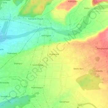 Mohanpur topographic map, elevation, terrain
