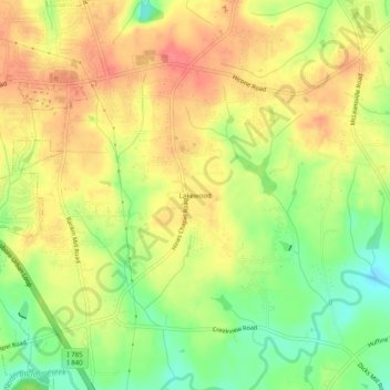 Lakewood topographic map, elevation, terrain