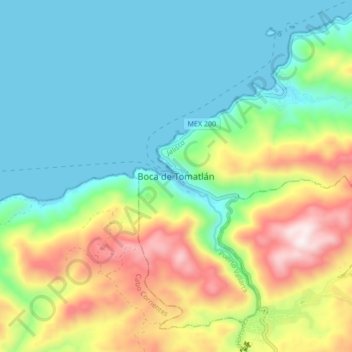 Boca de Tomatlán topographic map, elevation, terrain