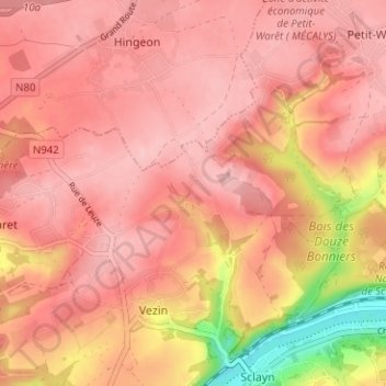 Somme topographic map, elevation, terrain