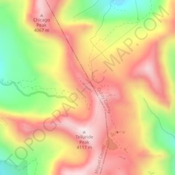 Imogene Pass topographic map, elevation, terrain