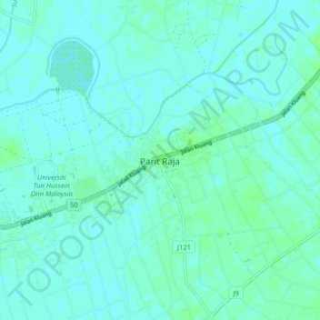 Parit Raja topographic map, elevation, terrain
