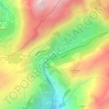 Gletsch topographic map, elevation, terrain