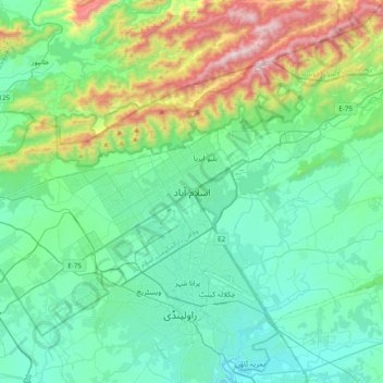 Islamabad topographic map, elevation, terrain