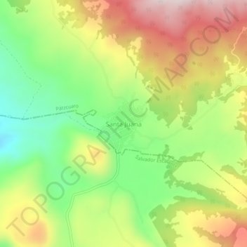 Santa Juana topographic map, elevation, terrain