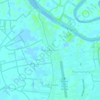 Suka Bangun topographic map, elevation, terrain