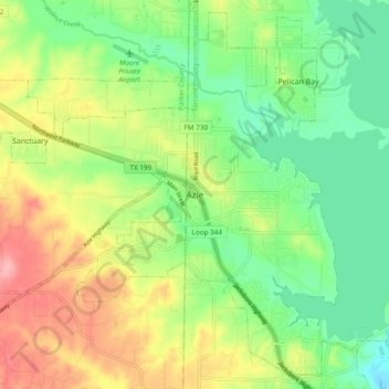 Azle topographic map, elevation, terrain