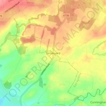 Torranyard topographic map, elevation, terrain