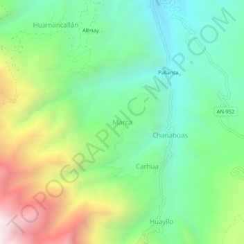 Marca topographic map, elevation, terrain