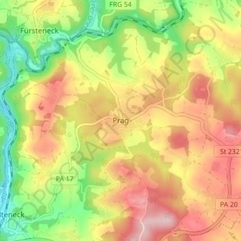 Prag topographic map, elevation, terrain